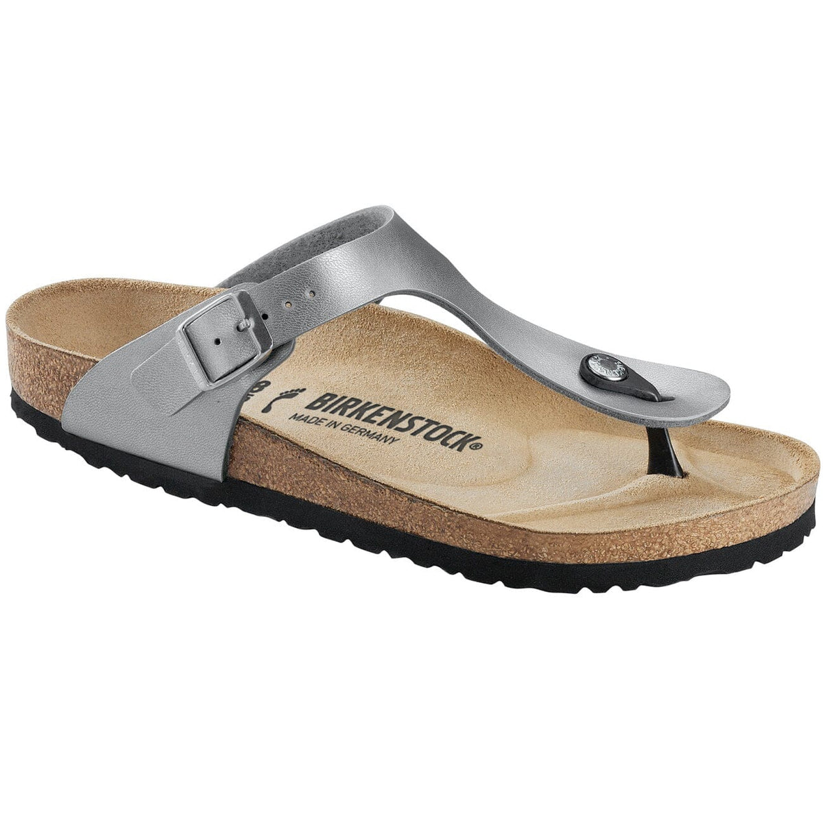 Birkenstock Classic Gizeh Birko-Flor Narrow Fit Silver Sandals Birkenstock Classic 35 N Silver 