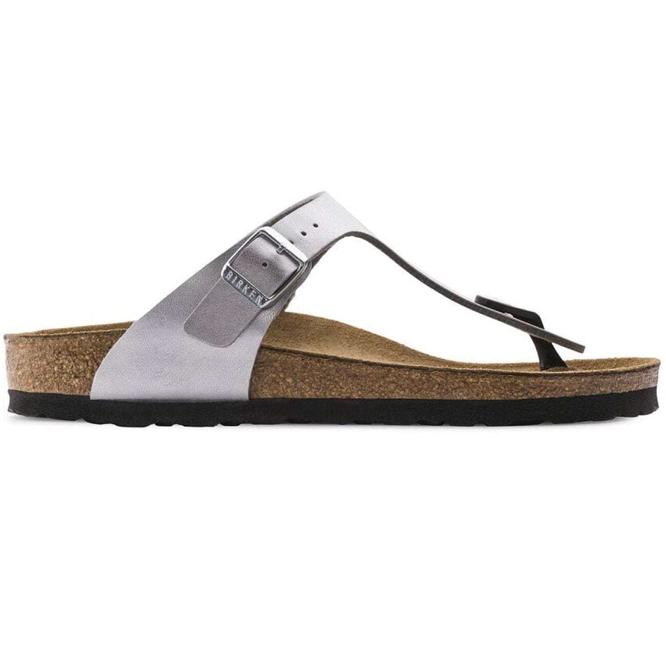 Birkenstock Classic Gizeh Birko-Flor Narrow Fit Silver Sandals Birkenstock Classic 35 N Silver 