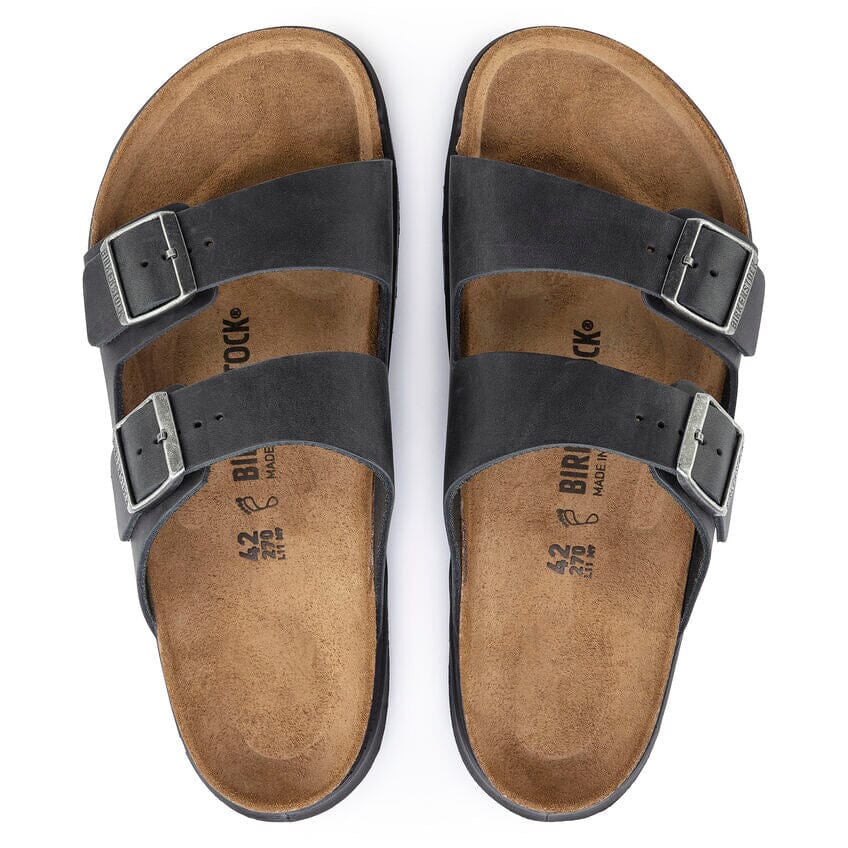 Birkenstock, Arizona Cross Town, Waxy/Oiled Leather, Regular Fit, Black Sandals Birkenstock Adventure 