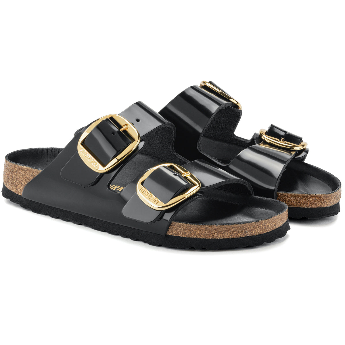 Birkenstock Seasonal Arizona Big Buckle Natural Leather Patent High Shine Black