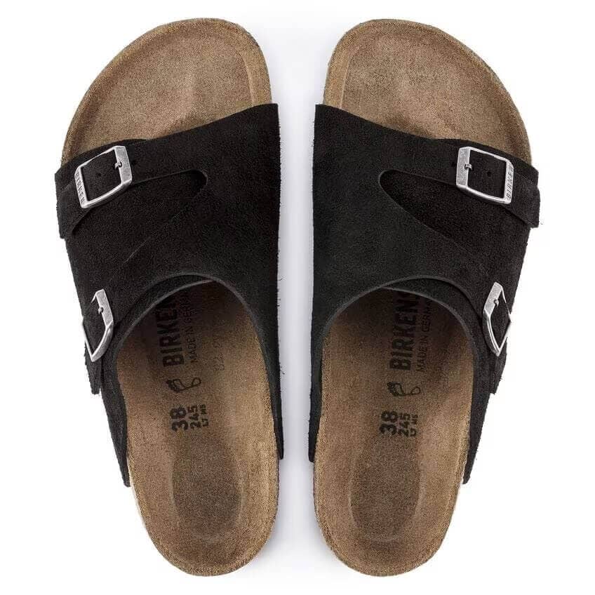 Birkenstock Classic Zurich Suede Narrow Fit Black Sandals Birkenstock Classic 