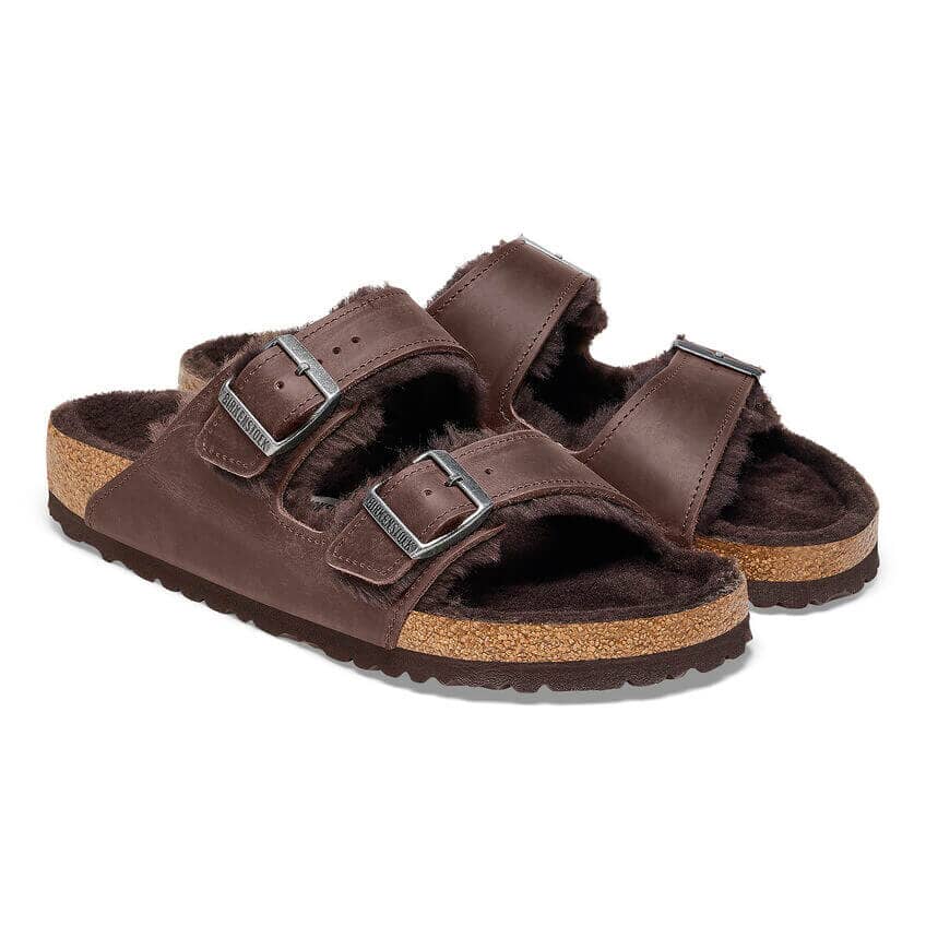 Birkenstock Arizona Shearling Habana Oiled Leather Regular Fit Sandals Birkenstock Seasonal 