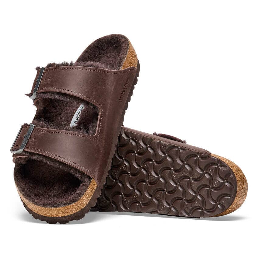 Birkenstock Arizona Shearling Habana Oiled Leather Regular Fit Sandals Birkenstock Seasonal 