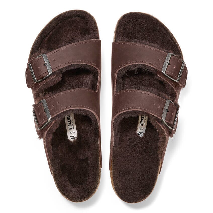 Birkenstock Arizona Shearling Habana Oiled Leather Regular Fit Sandals Birkenstock Seasonal 