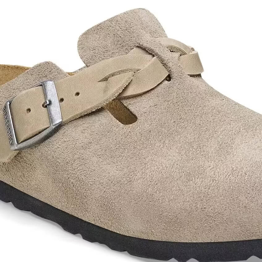 Birkenstock Seasonal Boston Braided Narrow Fit Suede/Oiled Leather Taupe