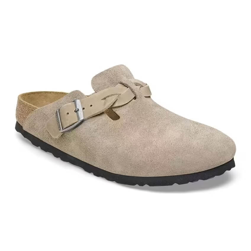 Birkenstock Seasonal Boston Braided Narrow Fit Suede/Oiled Leather Taupe