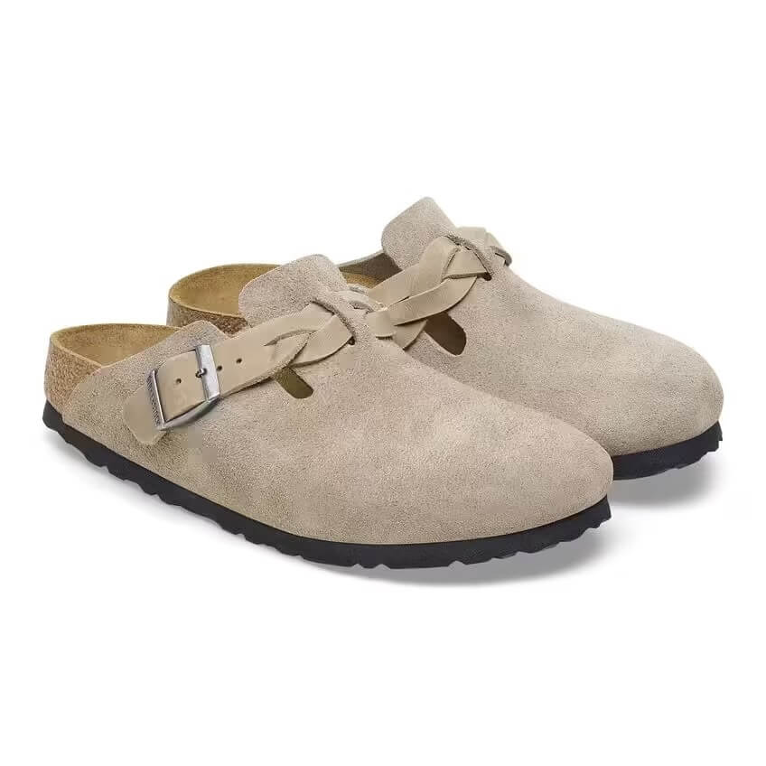 Birkenstock Seasonal Boston Braided Narrow Fit Suede/Oiled Leather Taupe