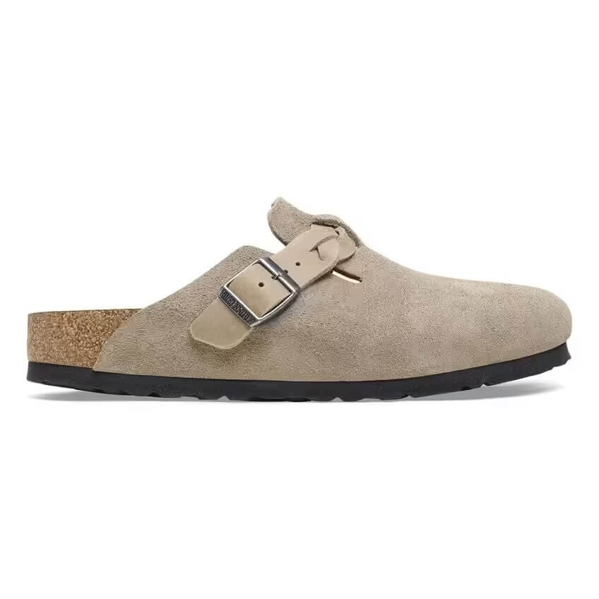 Birkenstock Seasonal Boston Braided Narrow Fit Suede/Oiled Leather Taupe