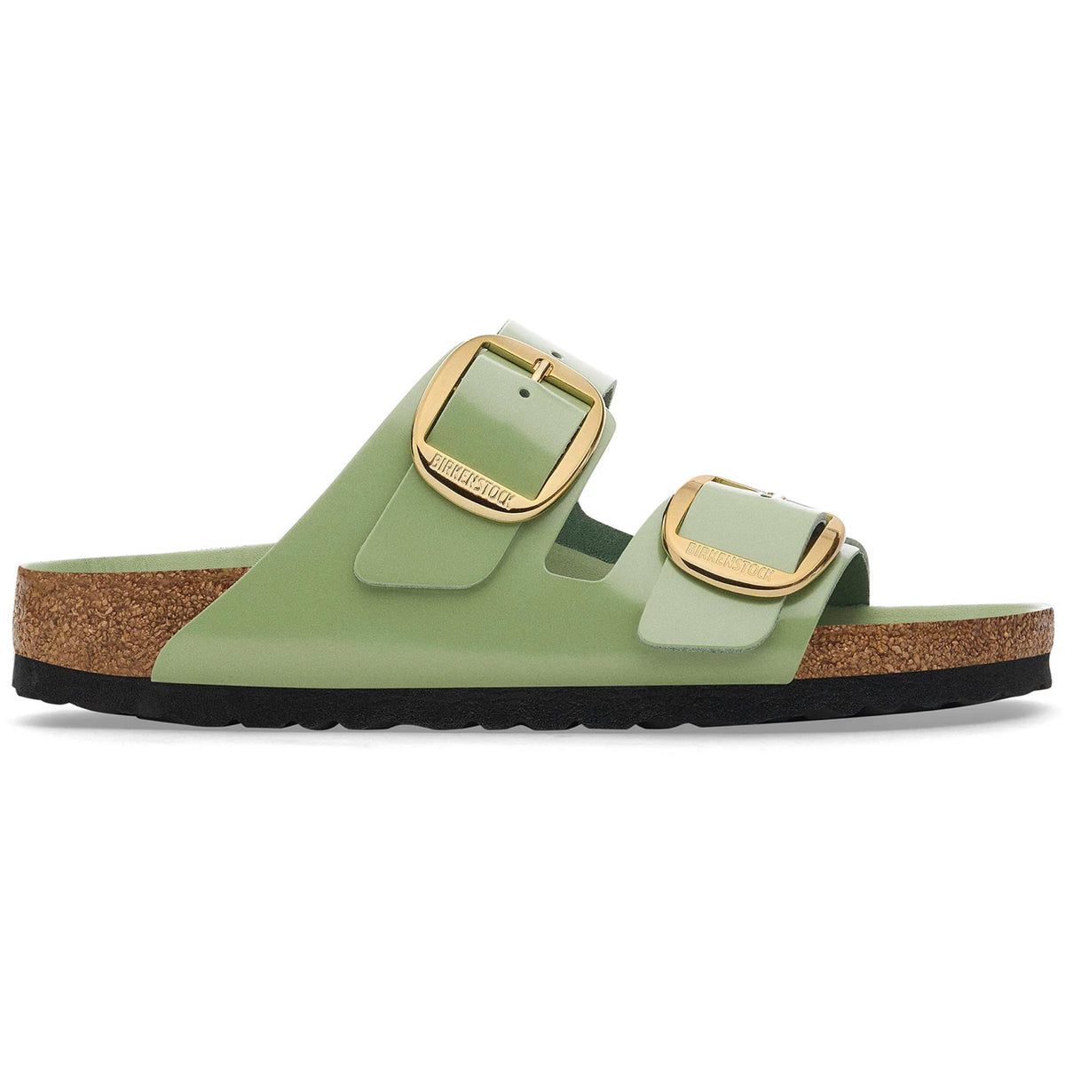 Birkenstock Seasonal Arizona Big Buckle Natural Leather Patent Regular Fit High Shine Green Tea