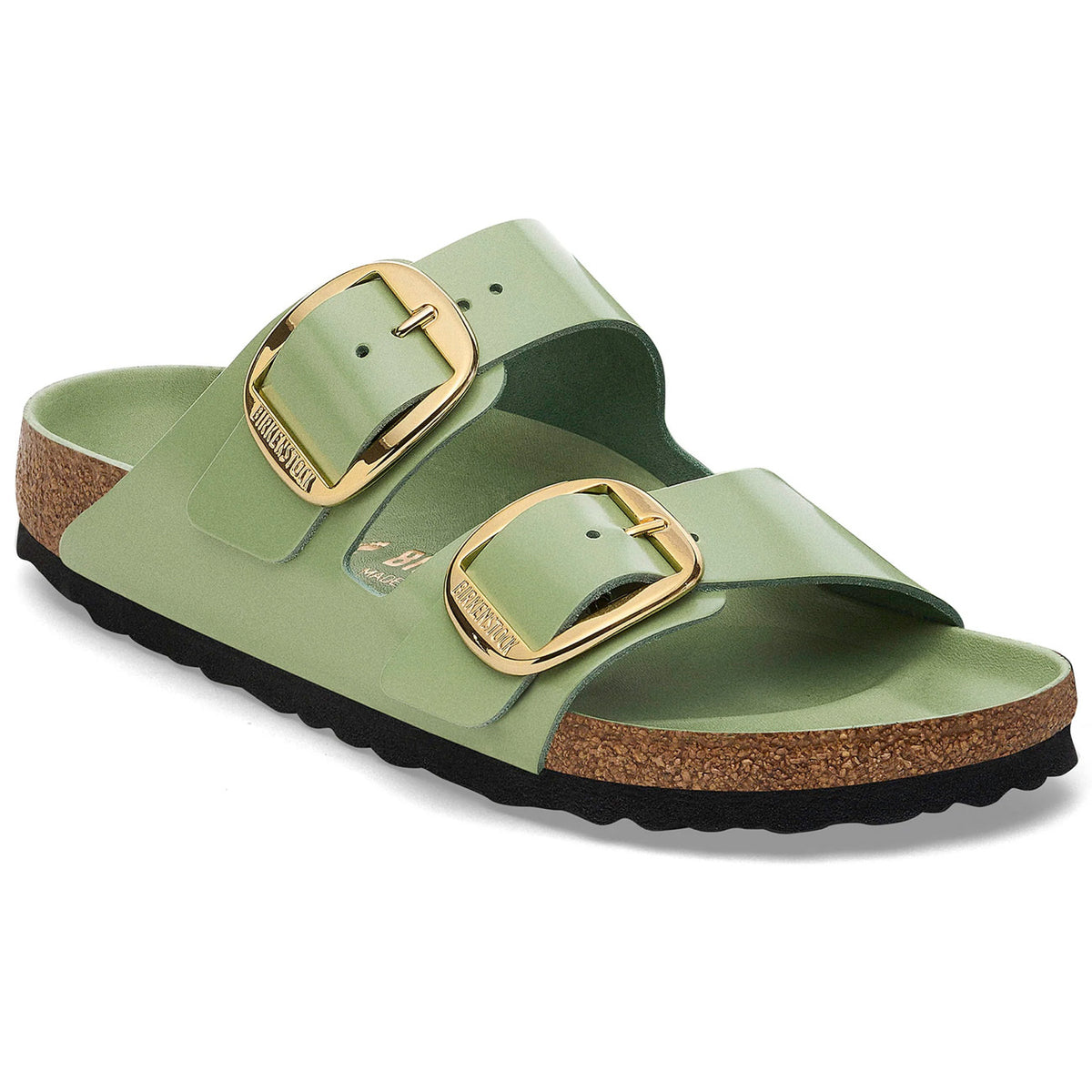 Birkenstock Seasonal Arizona Big Buckle Natural Leather Patent Regular Fit High Shine Green Tea