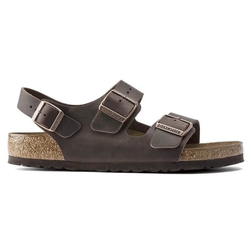 Birkenstock Classic Milano Natural Leather Regular Fit Habana Sandals Birkenstock Classic 