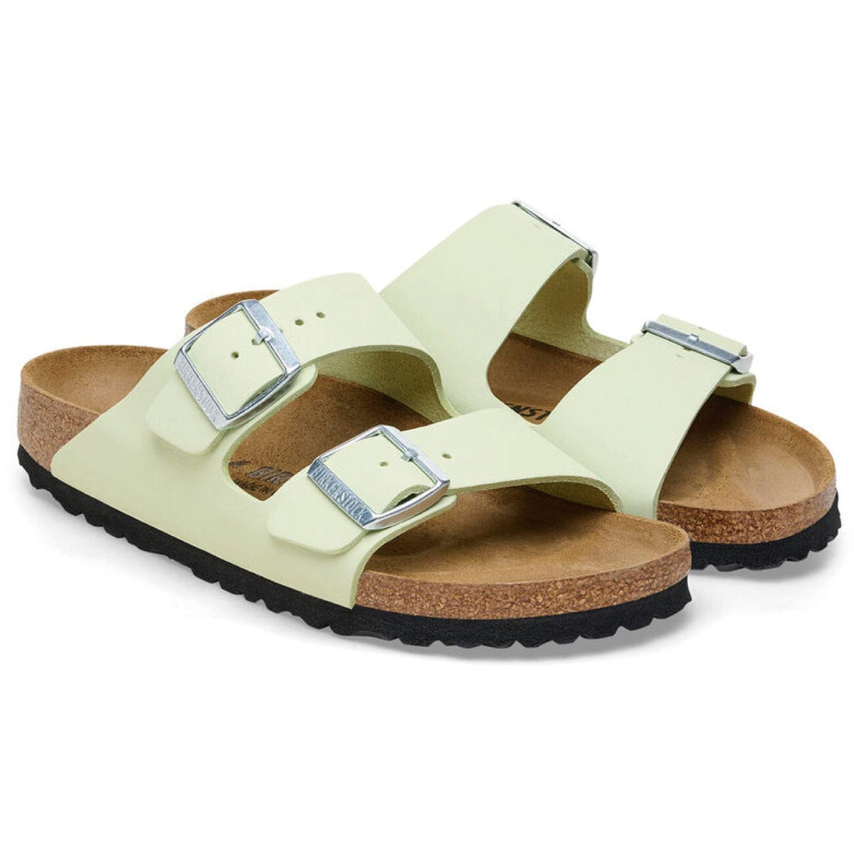 Birkenstock Seasonal, Arizona, Soft Nubuck Leather, Narrow Fit, Faded Lime Sandals Birkenstock Seasonal 