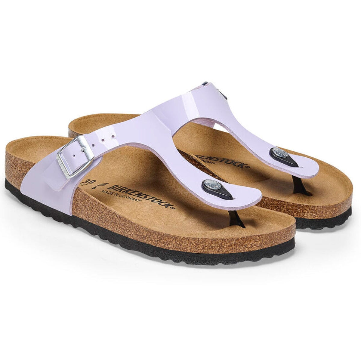 Birkenstock Gizeh Patent Purple Fog Birko-Flor Narrow Fit Sandals Birkenstock Seasonal 