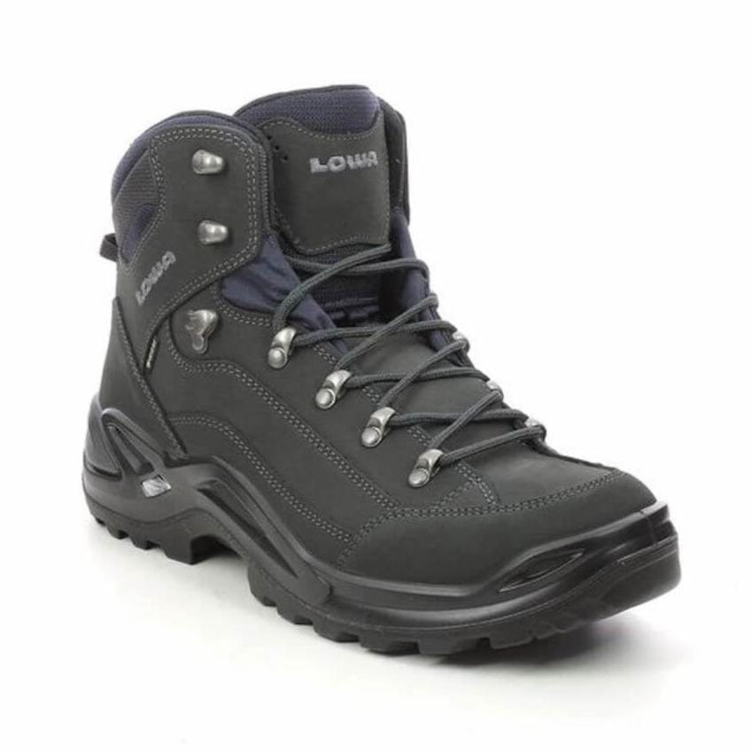 LOWA Renegade GTX Mid WXL-Wide Mens Dark Grey/Navy Hiking Boots Lowa 10.5UK Dark Grey/Navy 