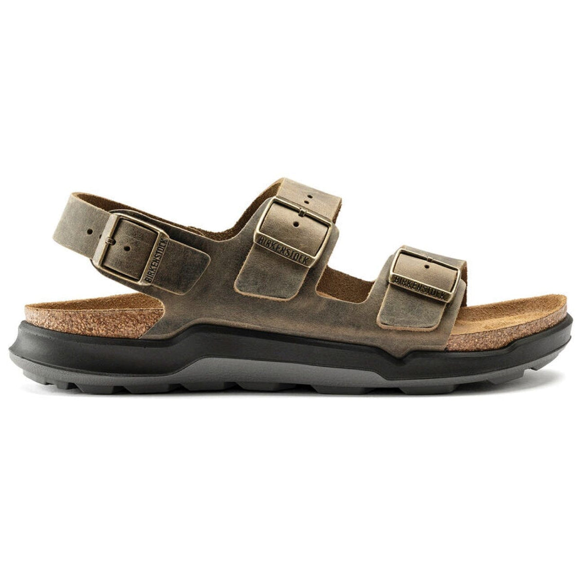 Birkenstock Milano Cross Town Faded Khaki Waxy/Oiled Leather Regular Fit Sandals Birkenstock 