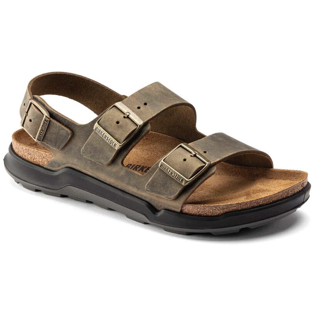 Birkenstock Milano Cross Town Faded Khaki Waxy/Oiled Leather Regular Fit Sandals Birkenstock 40 Faded Khaki 