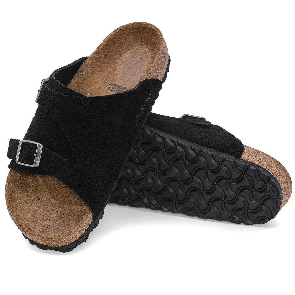 Birkenstock Zurich Narrow Fit Suede Leather Soft Footbed Black Sandals Birkenstock Classic 