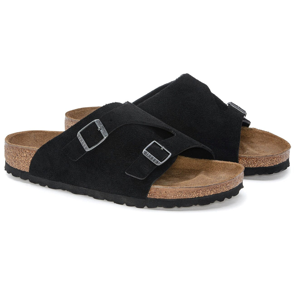 Birkenstock Zurich Narrow Fit Suede Leather Soft Footbed Black Sandals Birkenstock Classic 