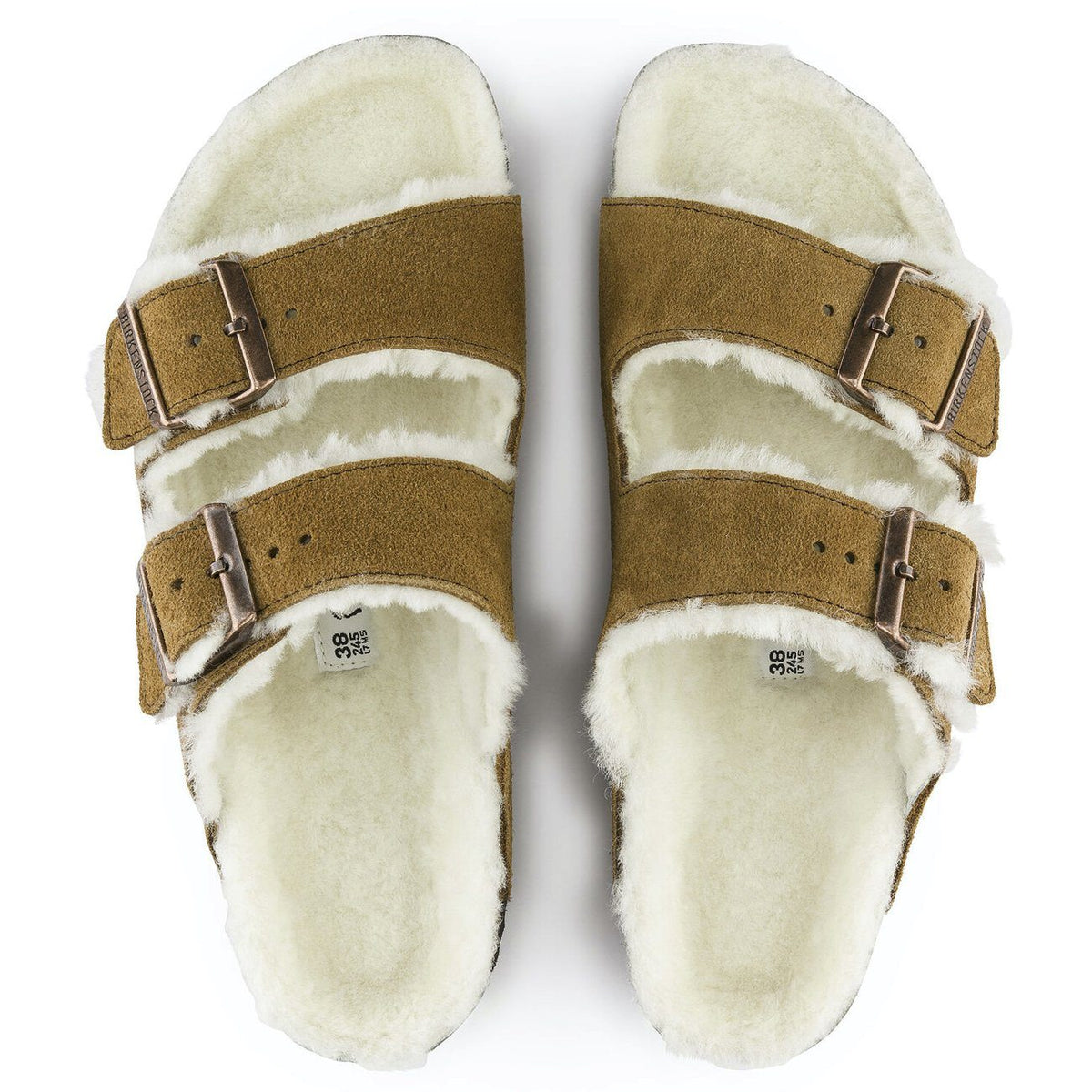 Birkenstock Seasonal, Arizona, Suede Leather, Regular Fit, Shearling Mink Sandals Birkenstock Seasonal 