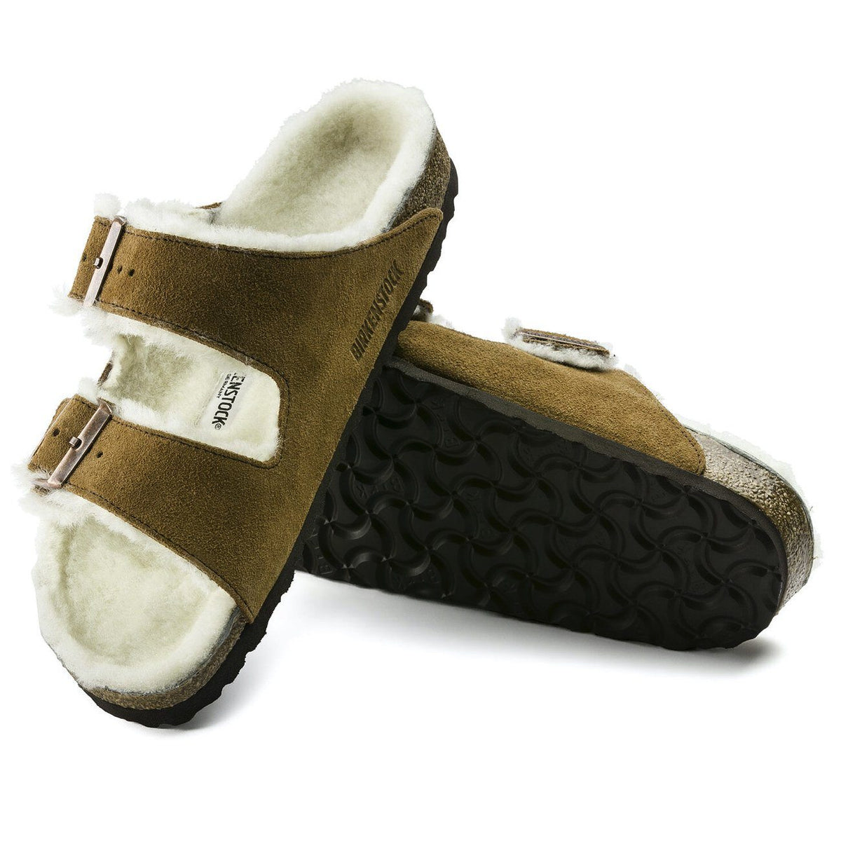 Birkenstock Seasonal, Arizona, Suede Leather, Regular Fit, Shearling Mink Sandals Birkenstock Seasonal 