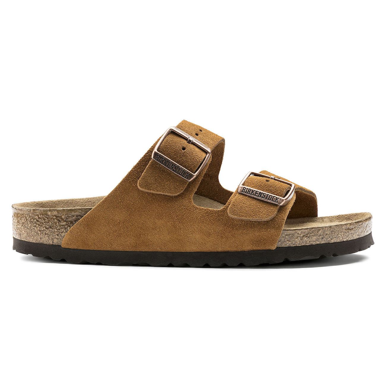 Birkenstock Classic, Arizona, Suede Leather, Soft-Footbed, Regular Fit, Mink Sandals Birkenstock Mink 36 