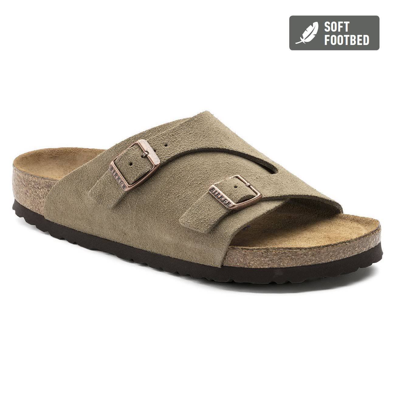 Birkenstock Classic, Zurich, Soft-Footbed, Regular Fit, Suede, Taupe Sandals Birkenstock Classic 