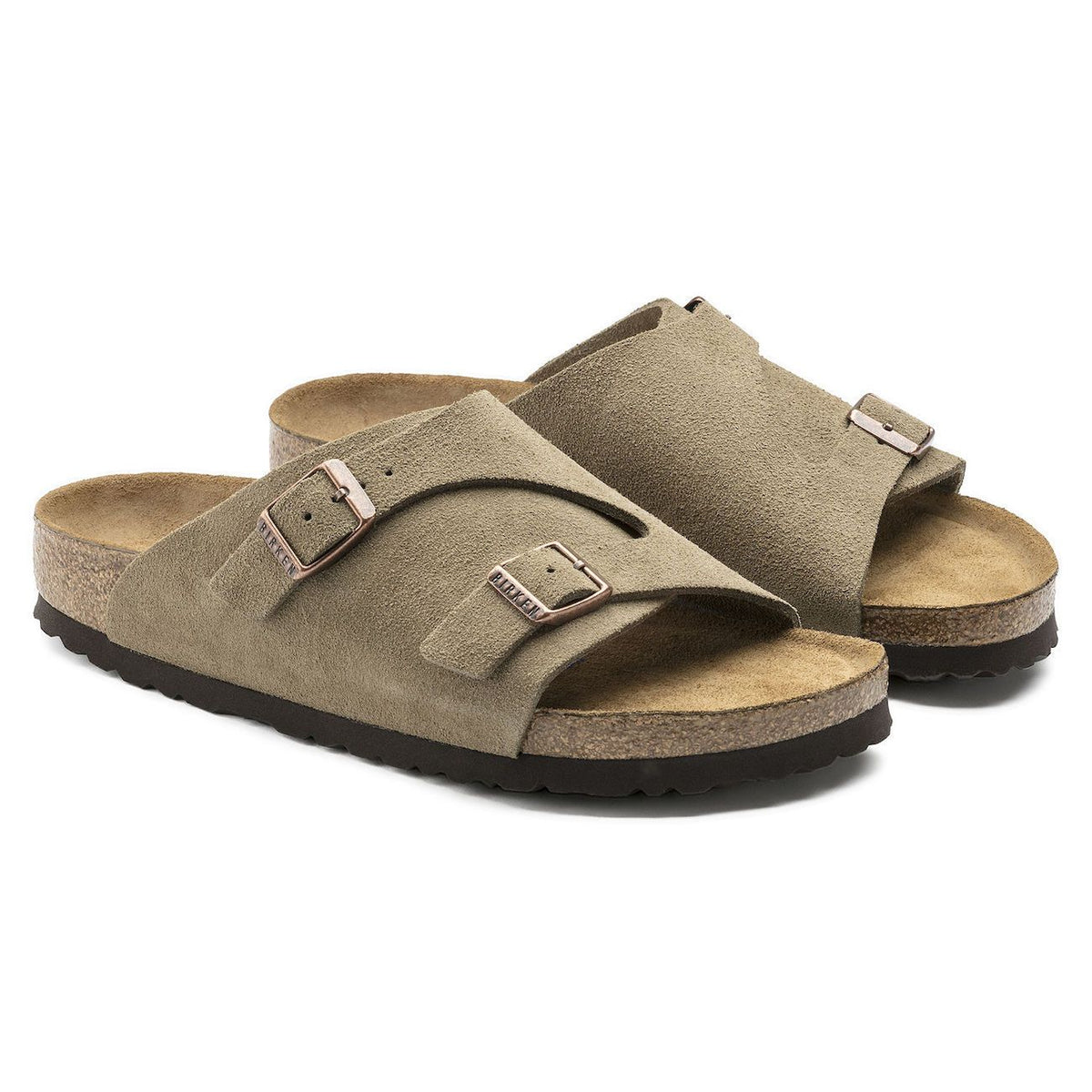 Birkenstock Classic, Zurich, Soft-Footbed, Regular Fit, Suede, Taupe Sandals Birkenstock Classic 