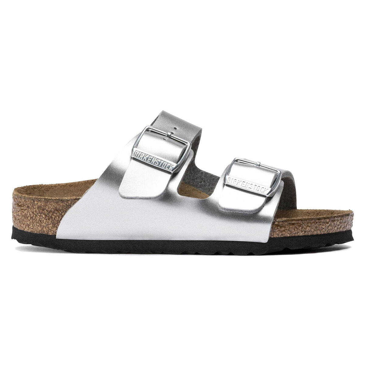 Birkenstocks Kids, Arizona, Birko-Flor, Narrow Fit, Silver Sandals Birkenstock Kids 