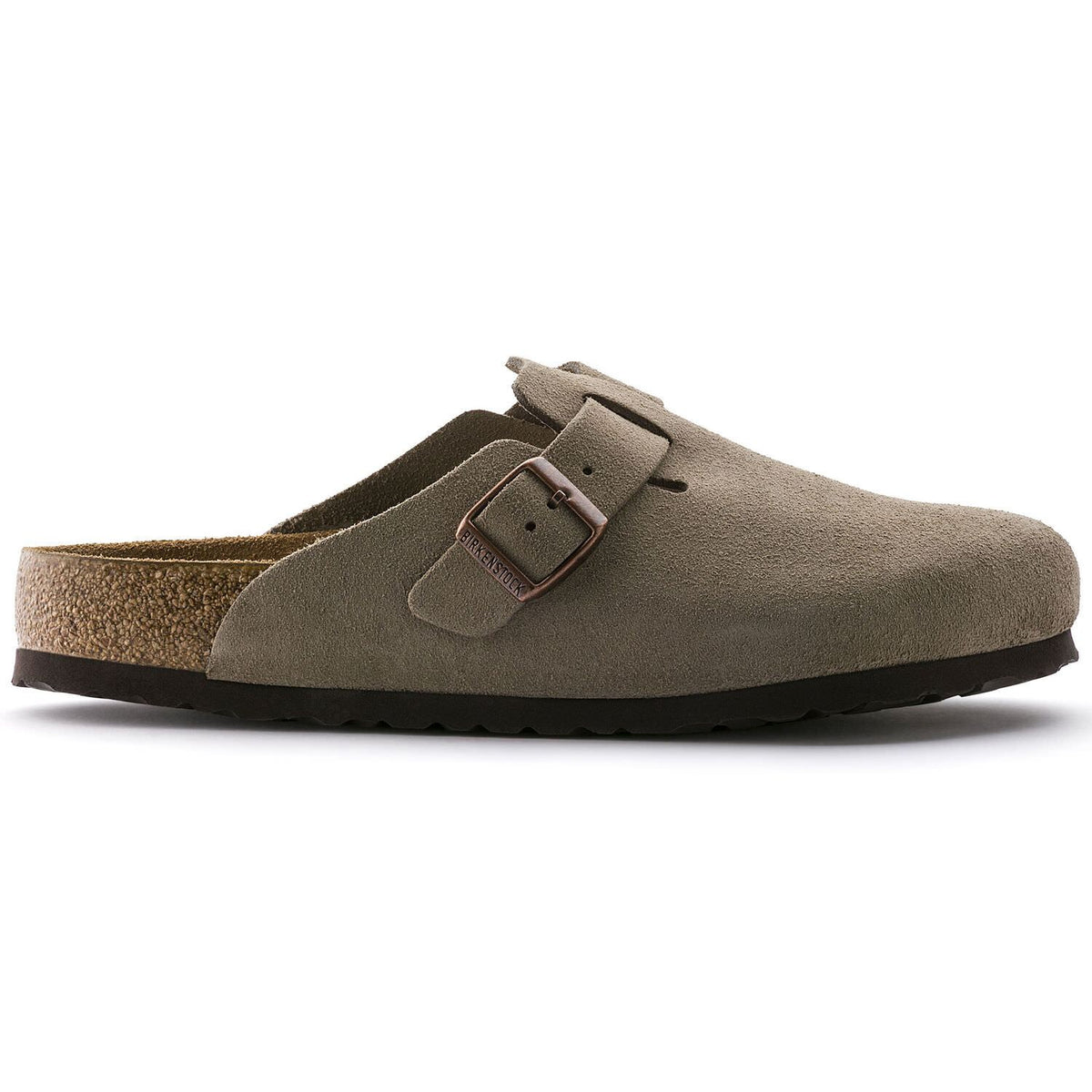 Birkenstock Boston, Narrow Fit, Soft Footbed, Suede Leather, Taupe Clogs Birkenstock Classic 