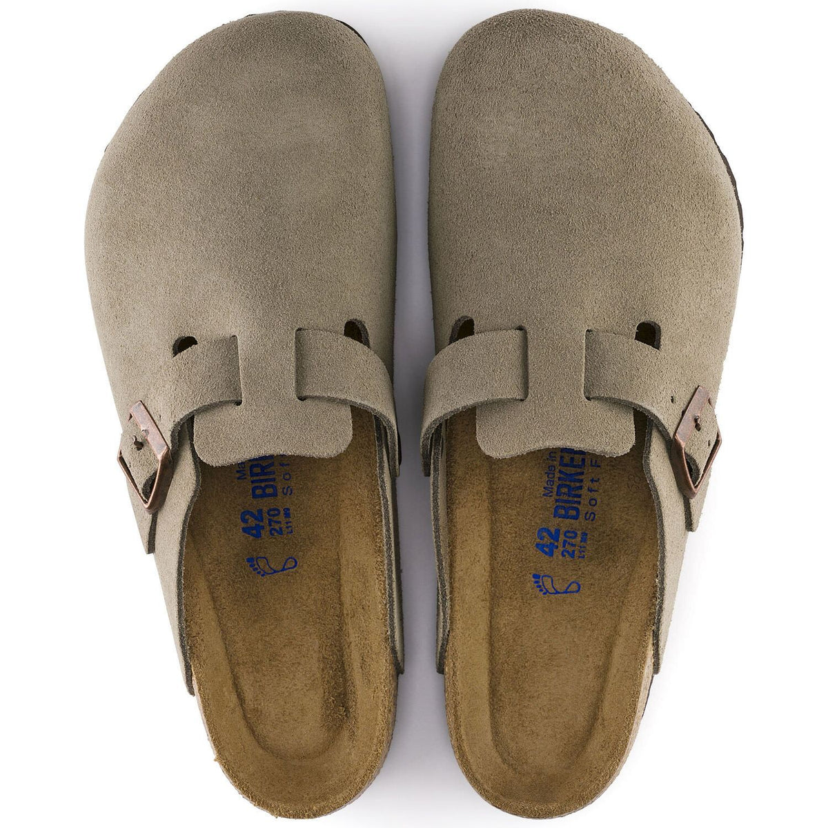 Birkenstock Boston, Narrow Fit, Soft Footbed, Suede Leather, Taupe Clogs Birkenstock Classic 