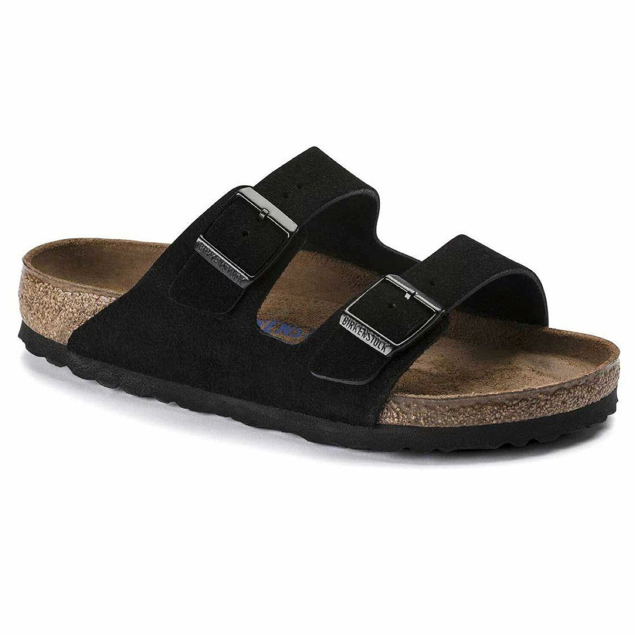 Birkenstock Seasonal, Arizona SFB, Suede Leather, Narrow Fit, Black Sandals Birkenstock Seasonal Black 35 