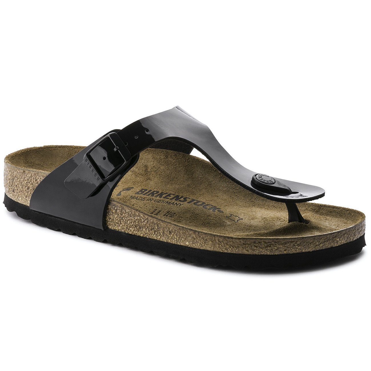 Birkenstock Classic, Gizeh, Regular Fit, Birko-Flor, Black Patent Sandals Birkenstock Classic Black Patent 37 