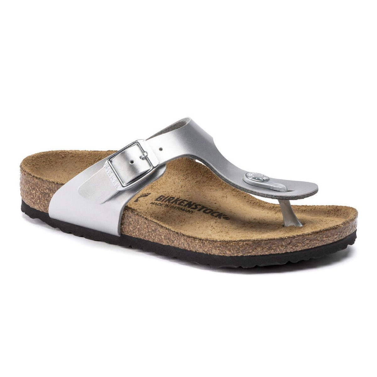 Birkenstock Kids, Gizeh, Birko-Flor, Narrow Fit, Metallic Silver Sandals Birkenstock Classic Metallic Silver 32 