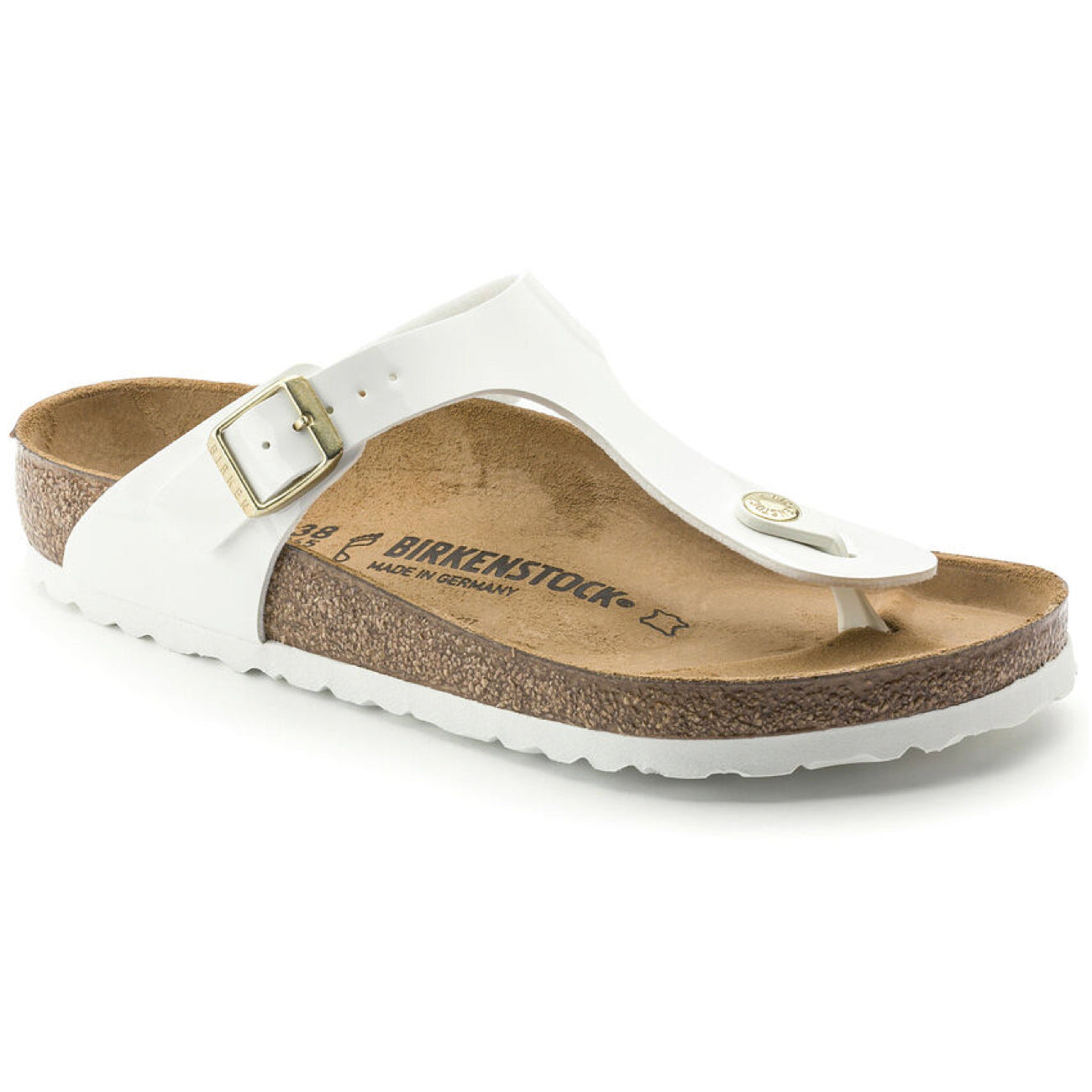 Birkenstock Classic, Gizeh, Birko-Flor Patent, Regular Fit, White Sandals Birkenstock Seasonal White 36 